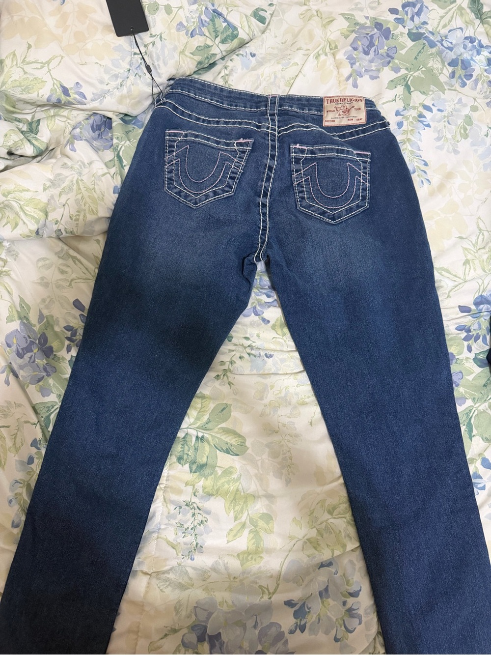 True Religion Women’s Indigo Skinny Jeans with Contrast Stitching